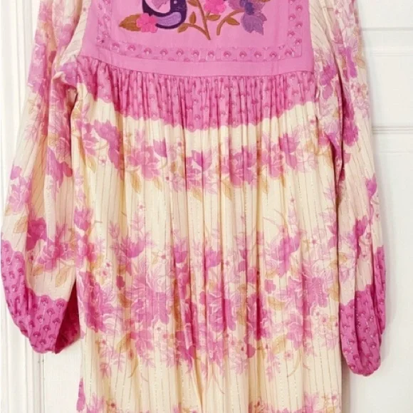 Sz M Spell & The Gypsy Collective Pink and Cream Long Sleeve Dress EUC! - Picture 2 of 5
